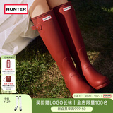 HUNTER雨靴户外露营女鞋惠灵顿经典英伦防水防滑骑士靴女长筒女靴高筒靴 哑光军红色/MLR 36