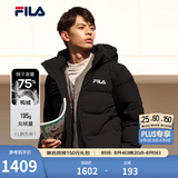 斐乐（FILA） 羽绒服男装冬季保暖连帽运动休闲长袖加厚外套开衫男装上衣 正黑色-BK 2XL 185/104A