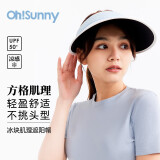 OhSunny防晒帽女春夏大檐防紫外线防晒发箍蛋糕帽空顶太阳帽子 冰岛蓝 均码