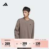 adidas情侣款休闲抓绒圆领长袖卫衣套头衫男女秋季阿迪达斯轻运动   岩层深土地棕/黑色   L