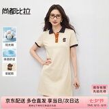 尚都比拉美式复古风小熊刺绣POLO连衣裙小个子夏季宽松显瘦裙子 杏色 S 