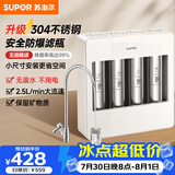 苏泊尔厨下净水器超滤机家用不锈钢防爆防漏2.5L大流速净水机自来水净化器 快换换芯 台式过滤器UU06