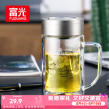 富光双层玻璃杯高硼硅男女士办公大容量茶水分离耐热泡茶水杯子带把手