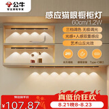 公牛（BULL）感应猫眼橱柜灯磁吸充电山丘光效展柜玄关氛围小夜灯 黑60cm三色