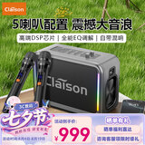 CLAISON T187无线蓝牙音箱户外K歌便携蓝牙音响一体机大喇叭大功率立体声重低音炮混响带2个麦克风 锖色