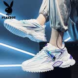 花花公子（PLAYBOY）老爹鞋男鞋2026夏季鞋子男士透气厚底增高休闲鞋运动鞋 白紫 42