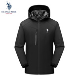 U.S. POLO ASSN.夹克外套男秋冬休闲冲锋衣男士棉服宽松棉衣保罗上衣 黑色 L