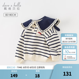 戴维贝拉（DAVE＆BELLA）女童毛衣儿童上衣学院风宝宝衣服小童针织衫秋冬新款小童服饰 蓝白条纹【现货】DB4237399 110 cm（建议身高100-110cm）