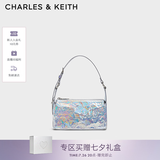 CHARLES&KEITH褶皱手提斜挎小方包腋下包女士生日七夕礼物CK2-80160183 CK2-80160183Prism Silver银色(新色） S