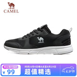骆驼（CAMEL）网面透气跑步男鞋轻量健步运动鞋子 CSS221L0033 黑色 44