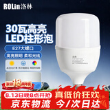 洛林（ROLin）led灯泡大功率家用节能灯泡E27螺口超亮柱形灯泡 30w 白光 6500K