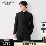 报喜鸟西服套装男装【澳洲羊毛/人生第一套】商务正装通勤西装西裤套装 A款（黑色抗皱) 48 A(175/96) /请备注腰围或裤子