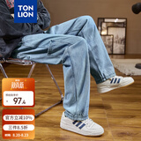 唐狮（TonLion）2023工装牛仔裤男宽松直筒长裤阔腿裤休闲裤 牛仔蓝 S 