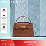 CHARLES&KEITH鳄鱼纹凯莉包手提斜挎婚包包女包七夕礼物送女友CK2-50270880-1 Chocolate Croco巧克力鳄鱼纹色（新色） S