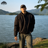 顶峰保罗（Dingfengbaoluo）美式三防立领飞行员夹克男秋冬潮流宽松短款棉服外套DP65黑色XL