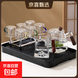 六角壶套组耐热玻璃茶壶套装茶具套组茶具套组耐高温600毫 透明六角壶观山公道杯套组