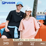 斐乐 FUSION斐乐潮牌女装情侣款针织短袖衫春夏新款凉感防晒宽松T恤 正黑色-BK 2XL 185/104A/XXL