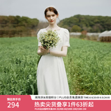 范思蓝恩月光裙 白色连衣裙女夏初恋领证小白裙24FS12002 白色 M