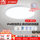 雷士（NVC）卧室吸顶灯阳台灯简约超薄奶油风IP40防蚊虫led照明灯具灯饰-月白 IP40防护【月白】24W暖白光/一体快装