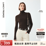 朗姿【C位针织 Basic衣橱】纯羊毛毛针织衫冬季新款修身长袖毛衣 棕色 M