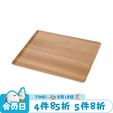 NITORI宜得利家居 长方形木质放茶杯盘子日式家用水果茶盘防滑托盘 黑胡桃木色 46*34