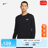 耐克男子时尚长袖T恤纯棉休闲刺绣针织棉柔软舒适NIKE AR5194 010黑/(白) XL