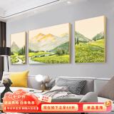 瑞尚（RUISHANG） 轻奢客厅装饰画大气抽象沙发背景墙挂画现代简约别墅三联画 背有靠山 40*60+中80*60晶瓷面金框