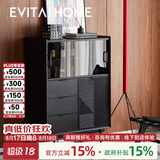 EVITA Home斗柜实木轻奢储物柜多功能靠墙落地餐边柜北欧抽屉柜组合斗橱 黑色 单门80*40*115cm