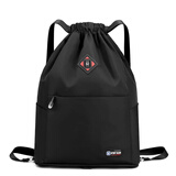天颛西瓦兔便携可折叠束口袋双肩包男女休闲运动健身收袋旅游抽绳 【方牌】黑色