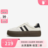 他她（TATA）新款复古增高厚底板鞋女平底德训阿甘鞋 米白/灰/黑 34
