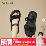 DAPHNE达芙妮两穿凉拖鞋女夏外穿新款夏季仙女风踩屎感平底百搭罗马凉鞋 黑色 4cm 37 (235mm) 标准码