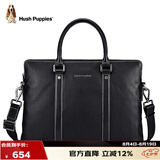 暇步士（Hush Puppies）公文包单肩斜跨手提包真皮手拿包男士商务包电脑包送礼物棕色