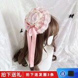 欧阳先生手作洛丽塔礼帽发夹Lolita洋气蕾丝蝴蝶结头饰粉色小礼帽 粉色 A28-209