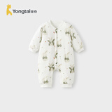 童泰（TONGTAI）婴儿连体衣秋冬季纯棉男女宝宝衣服新生儿夹棉哈衣爬服睡衣 绿色（对开款） 90cm (建议18-24月身高80-92cm)