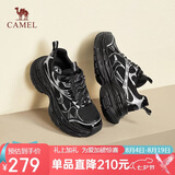 骆驼（CAMEL）银月户外复古老爹鞋厚底休闲鞋 L24A283742 黑/银 37