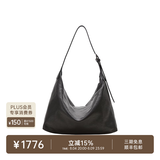 裘真（qiuzhen）【明星推荐】 经典hobo包植鞣牛皮腋下通勤休闲饺子女包 黑色-大号（羊皮） 小包/大包