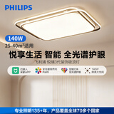 飞利浦（PHILIPS）吸顶灯客厅灯主灯全光谱护眼140W智能3D出光无极调光调色长灯悦璃