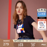 斐乐（FILA） 女装官方女士短袖T恤夏季休闲运动内搭t恤百搭短T上衣 传奇蓝-F51W629191B XS （155/76A/XS）
