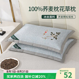 艾薇荞麦枕头夏季100%荞麦壳带冰丝枕套枕芯一个装 叶子灰 35*55cm
