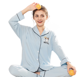 诺宜（NuoYI）月子装月子服哺乳衣纯棉孕产妇家居服睡衣J38158条纹蓝色L