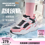 Skechers斯凯奇儿童秋冬休闲男女童二棉鞋轻质加绒保暖靴405222L/302583L 女童/黑色/白色/粉红色/BKWP 34
