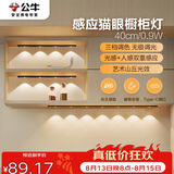 公牛（BULL）感应猫眼橱柜灯磁吸充电山丘光效展柜玄关氛围小夜灯 黑40cm三色