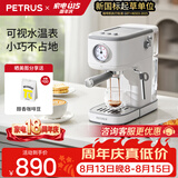 柏翠（petrus）意式咖啡机半自动家用办公室小型浓缩一体机强劲蒸汽打奶泡PE3366A 节日礼物 白色单机
