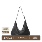 裘真（qiuzhen）【明星同款】植鞣胎牛皮腋下经典hobo包通勤真皮女包情人节礼物 黑色-大号(胎牛皮版) 小包/大包