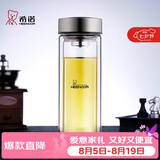 希诺抗菌玻璃杯双层防烫办公车载水杯男高档泡茶杯子XN-9607K 410mL