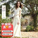 Olrain欧芮儿2026新款夏季休闲设计感女装短袖T恤a字半身裙套装女两件套 杏色 L