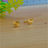 荟幽兰新款999足金小耳钉桃心耳针黄金养耳环弯钩耳饰女生款情人节礼物 约0.22g 【单只*弯钩】镂空小桃心约0.22g