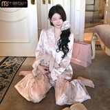 莫代尔HelloKitty冰雪丝睡衣女印花缎面睡衣家居服两件套装可外穿 长袖+长裤两件套四季可穿 【送发圈】联系客服 XL 【建议120-140斤】礼盒款