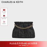 CHARLES&KEITH子母链条大容量流浪包托特包单肩斜挎包女包七夕礼物CK2-40671449 【L号】Black Tweed黑色/白色CK2-40671449-2 L