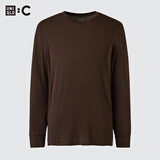 优衣库HEATTECH EXTRA WARM混纺圆领T恤/9分袖男装9%羊绒481441 481441/38深褐色 L